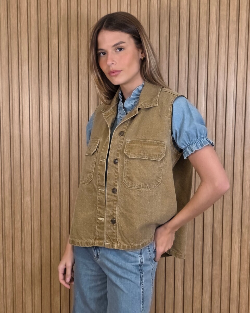 Chaleco Biker - Denim Cepia 