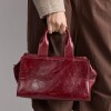 Cartera de mano Mila en cuero arrugado Bordeaux