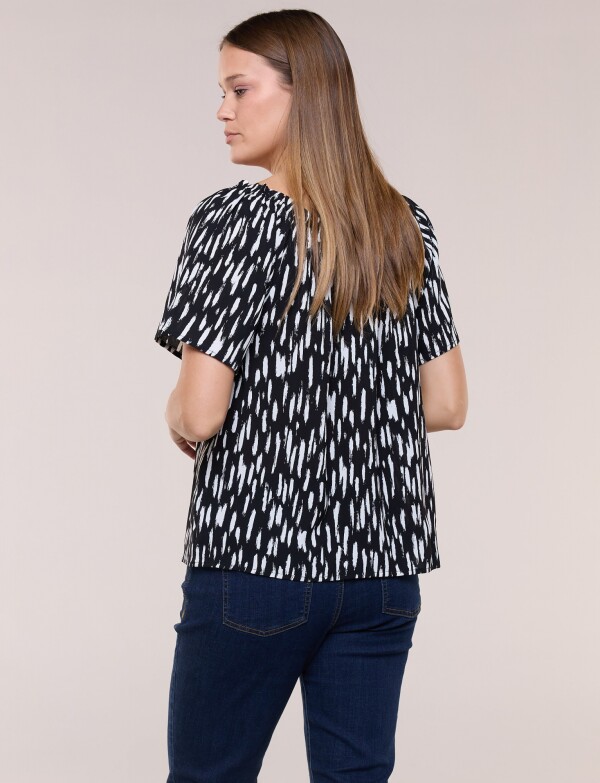 Blusa Holgada Escote Redondo Elastizado NEGRO/BLANCO