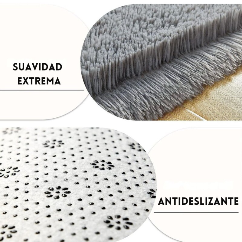 Alfombra Peluda Shaggy Pelo Alto Antideslizante Premium Color Gris azulado