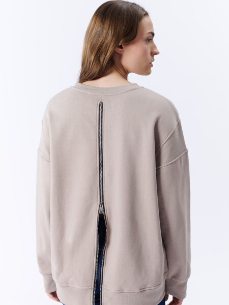 Buzo oversize cierre Beige Grisáceo