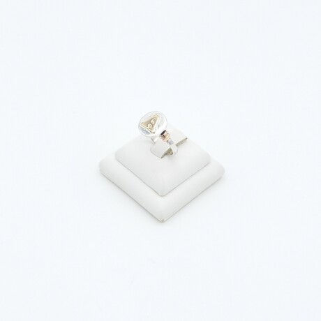 Anillo de plata 925 y oro 10 ktes, INICIAL. Anillo de plata 925 y oro 10 ktes, INICIAL.