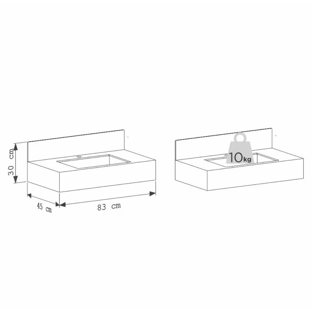 Mueble de baño suspendido de porcelanato Beige Napoles 80 cm con bacha incorporada Mueble De Baño Suspendido De Porcelanato Beige Napoles 80 Cm Con Bacha Incorporada