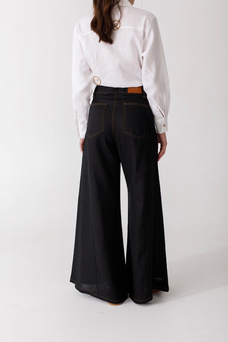 PANTALON WIDE XL LINEN SS26 Negro