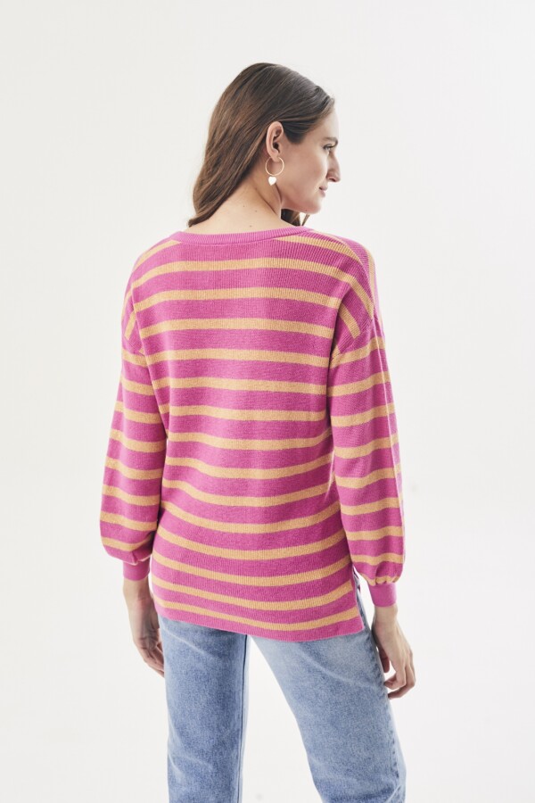 Sweater Rayado Fucsia