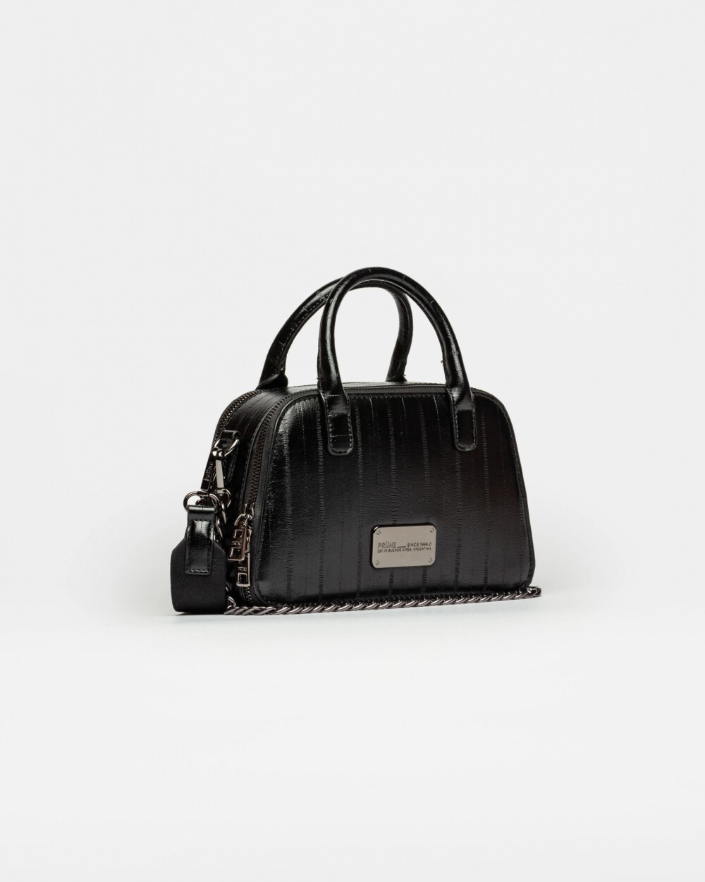 Cartera de mano New Penny en efecto cuero anguila Negro