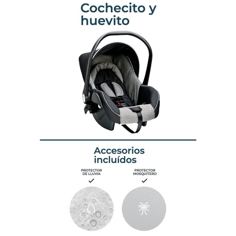 Cochecito Plegable y Huevito Carestino City Travel + Accesorios Gris Melange