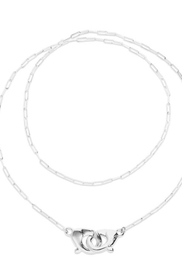 COLLAR LARGO BAÑADO EN PLATA CON MOSQUETÓN ENTRELAZADO Colgante