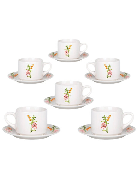 SET 6 TAZAS DE TE 220ML C/PLATO FLORES NARANJA SET 6 TAZAS DE TE 220ML C/PLATO FLORES NARANJA