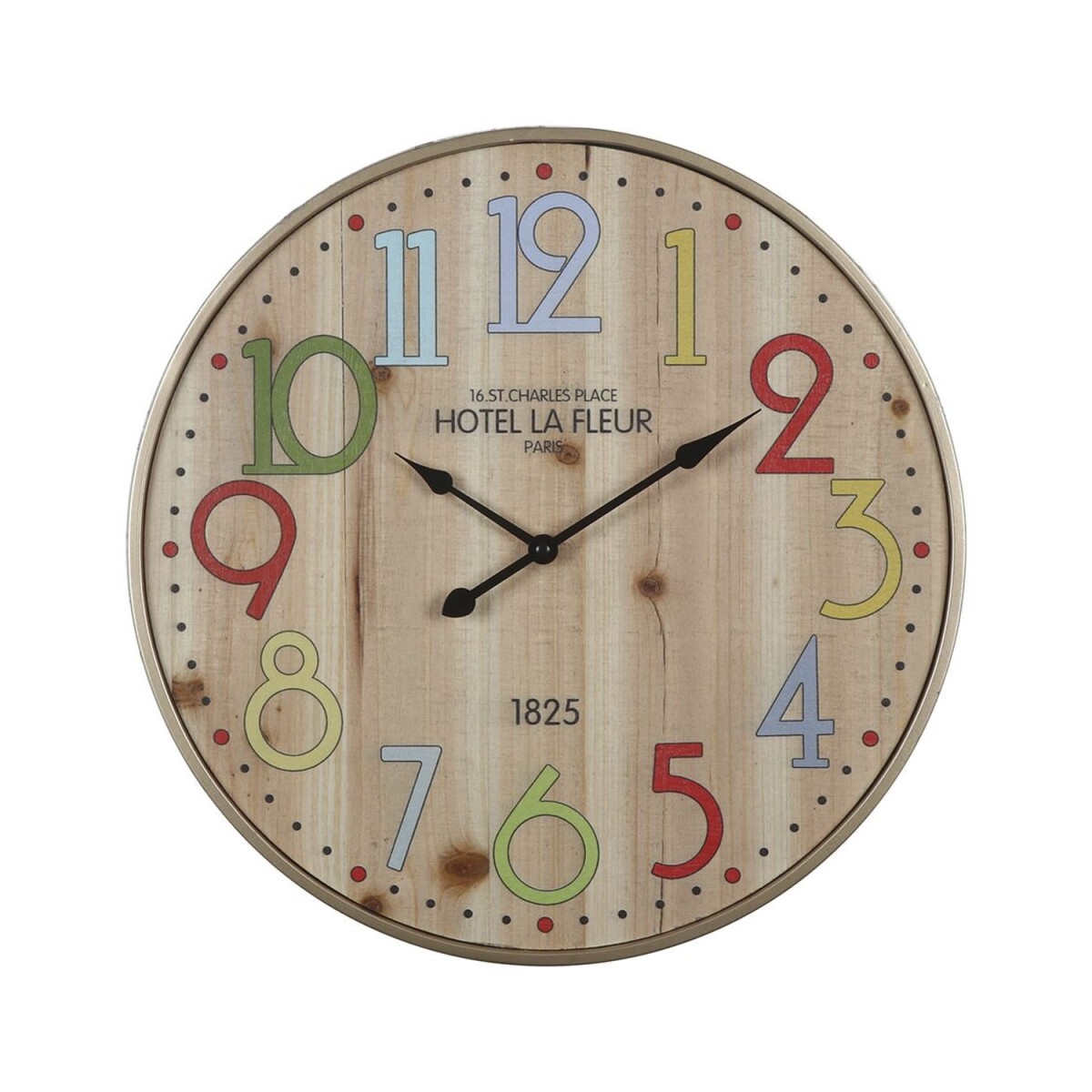 Reloj Analógico de Pared Símil Madera Colorido Selecta 42cm - Colores 