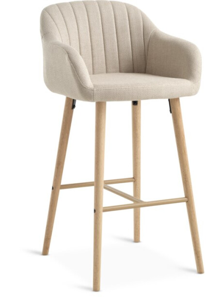 Taburete de bar ADSLEV tela beige/color roble Taburete de bar ADSLEV tela beige/color roble