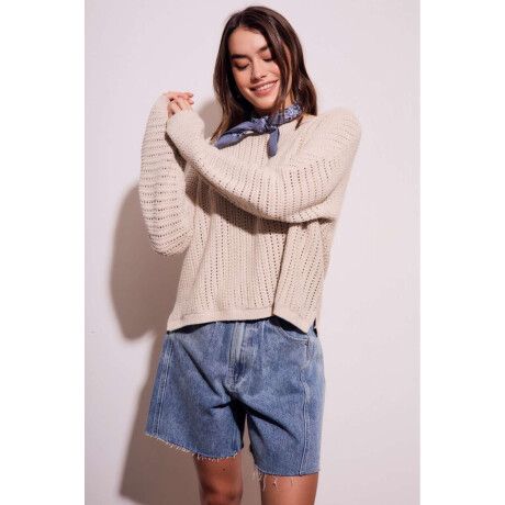 Sweater Texturado Lurex Beige Melange