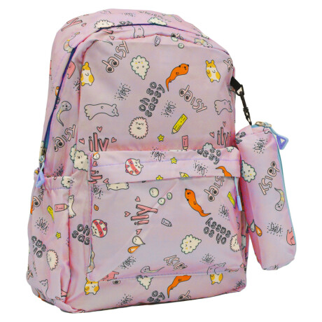 Mochila Escolar Diseño Infantil para Laptop con Cartuchera Rosa