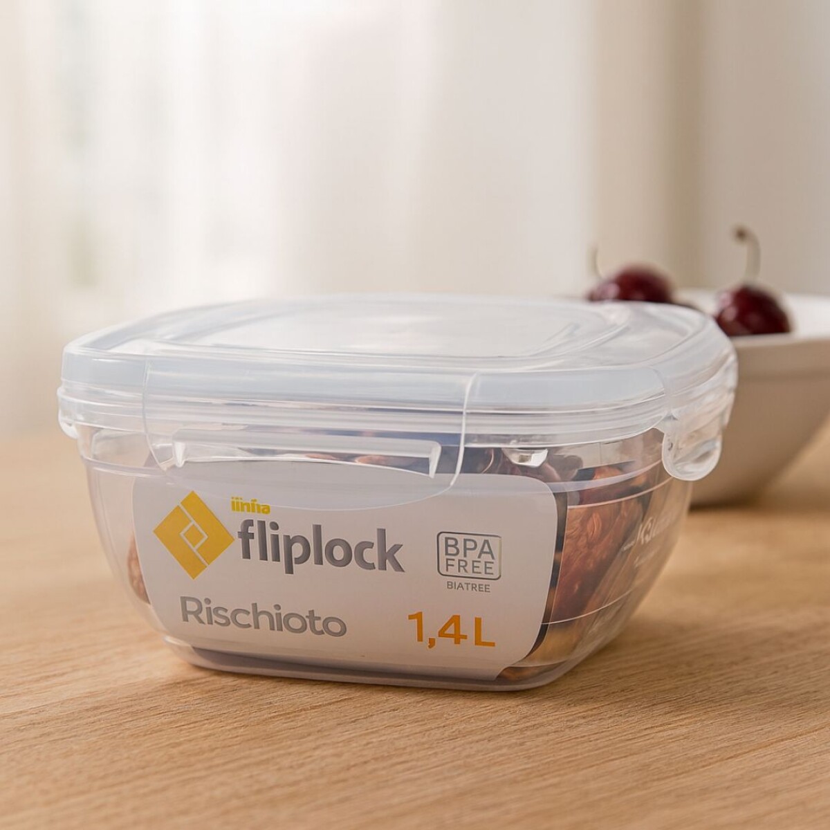 Vianda cuadrada Rischioto Fliplock 1.4 Lts 