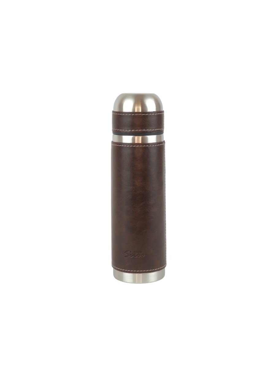 Termo de acero forrado - Marron oscuro 