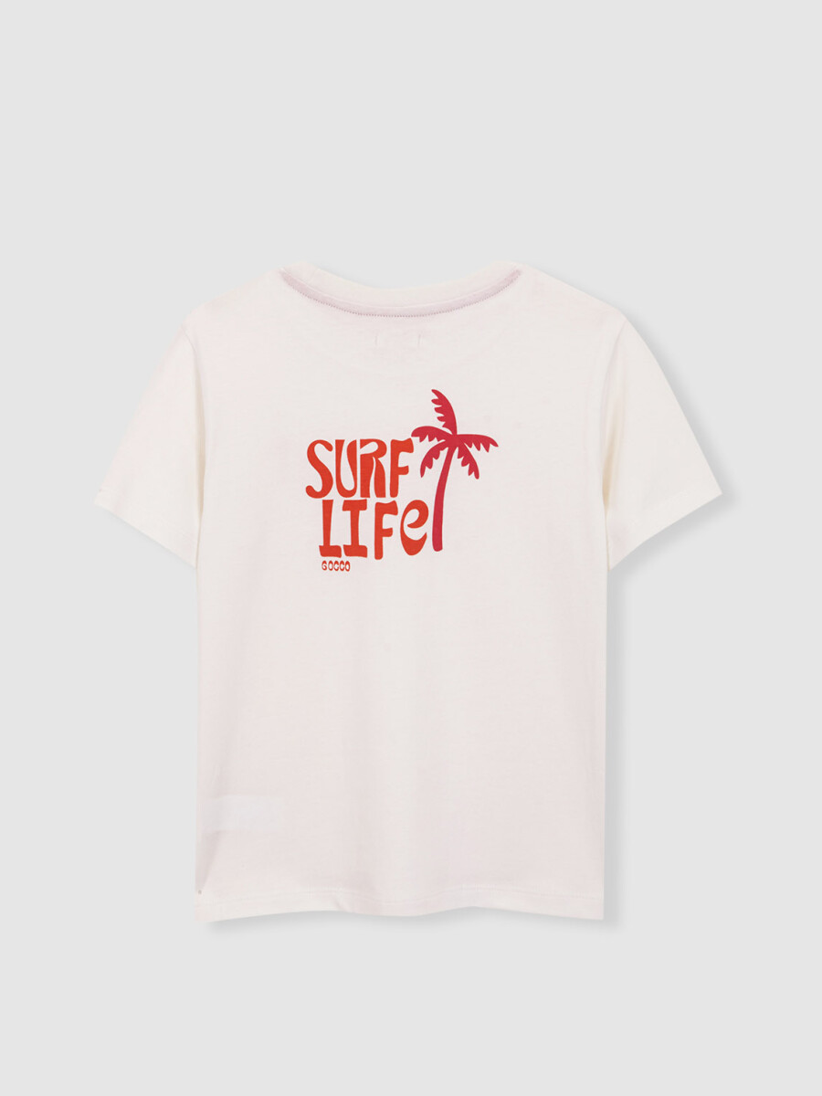 Camiseta Estampado Surf Life Blanco