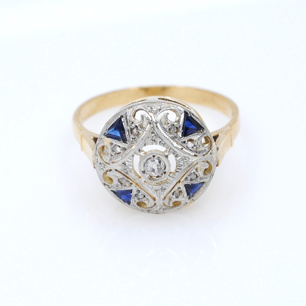 Anillo oro 18k brillantes, diamantes , zafiros sintéticos Anillo oro 18k brillantes, diamantes , zafiros sintéticos