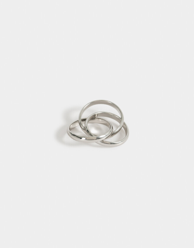 Anillos Medianos y Grandes Metal Anillo Metálico Entrelazado - Plateado