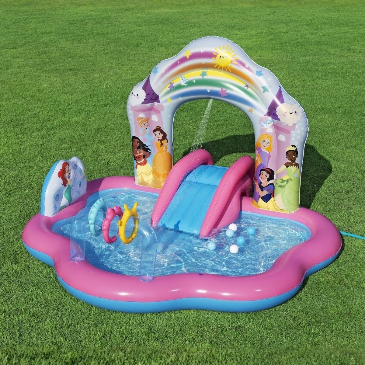 Piscina interactiva inflable con tobogan Princesas Bestway 