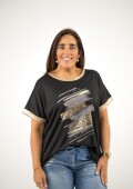 Blusa elastizada tipo morley Negro