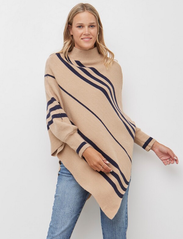 Poncho Lineas TOSTADO/MULTI