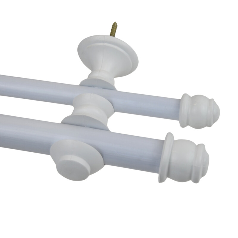 Barrote cortina doble de metal 1,5 m + 2 Soportes BLANCO