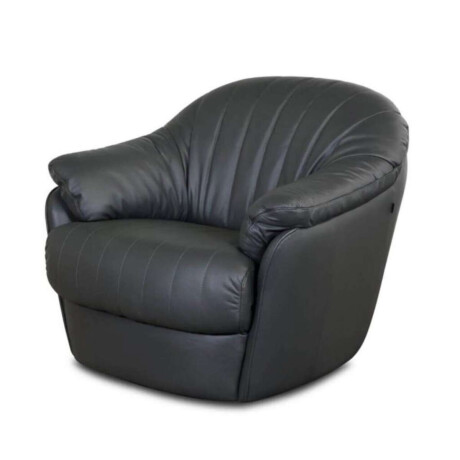 Butaca Giratoria 100% Cuero Paris Negro