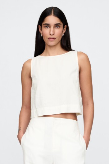 Musculosa De Lino Mujer New Off White