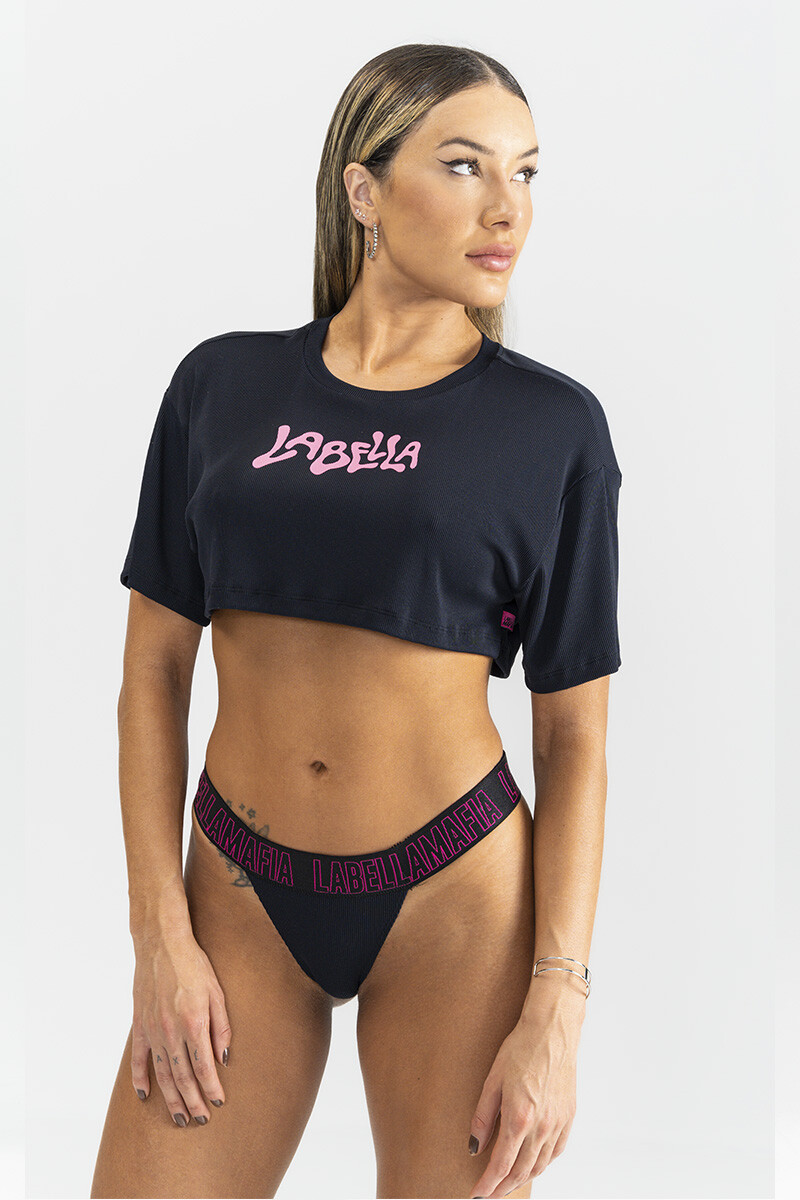 CONJUNTO REMERA TOP / PANTY NEGRO LBM 