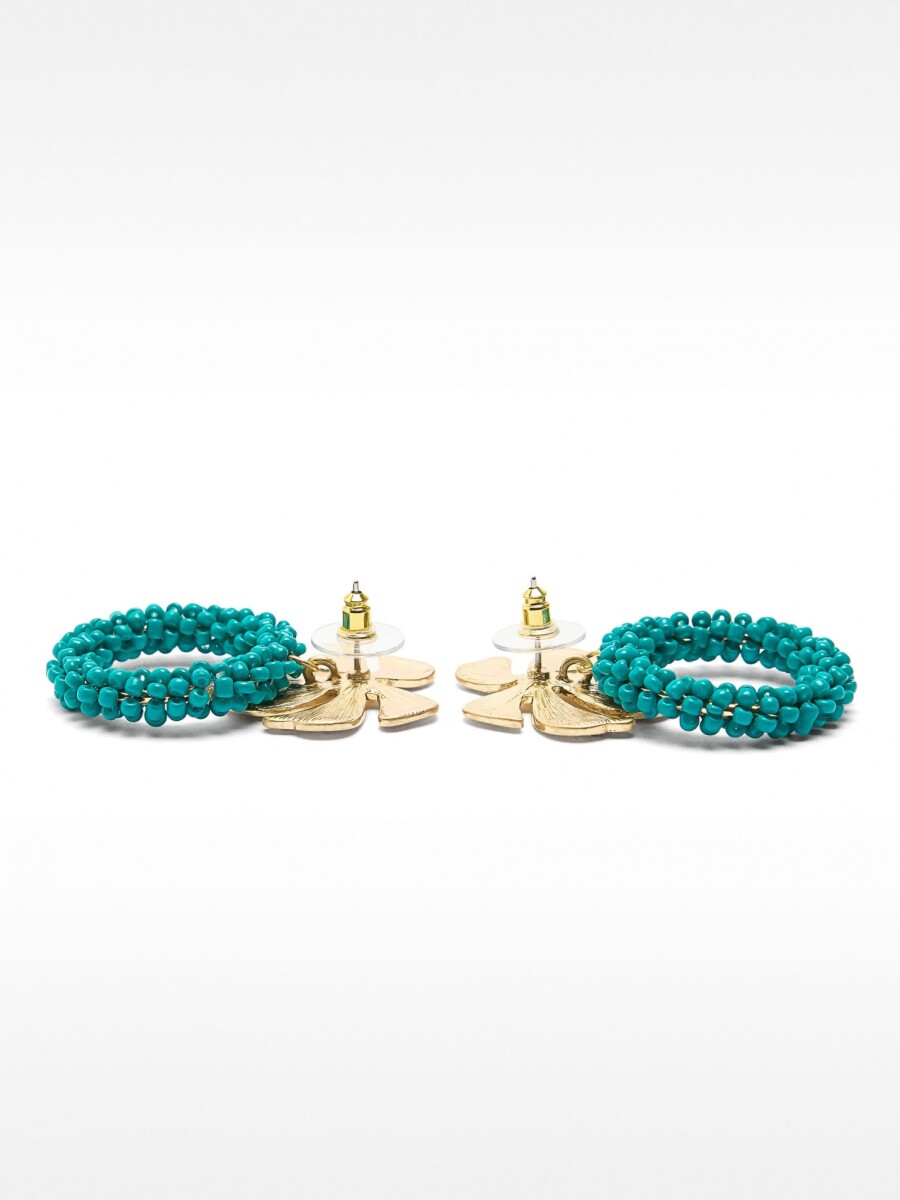 Pendientes Con Hoja Y Abalorios rosa