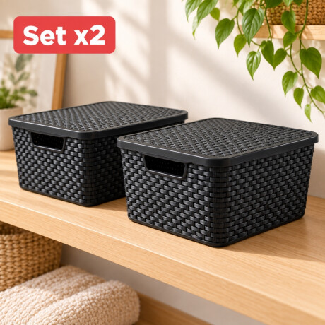 Set x2 Caja ratán 20 lts NEGRO