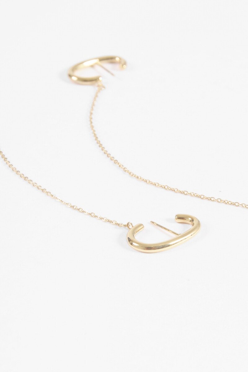 Aros acero con cadena dorado