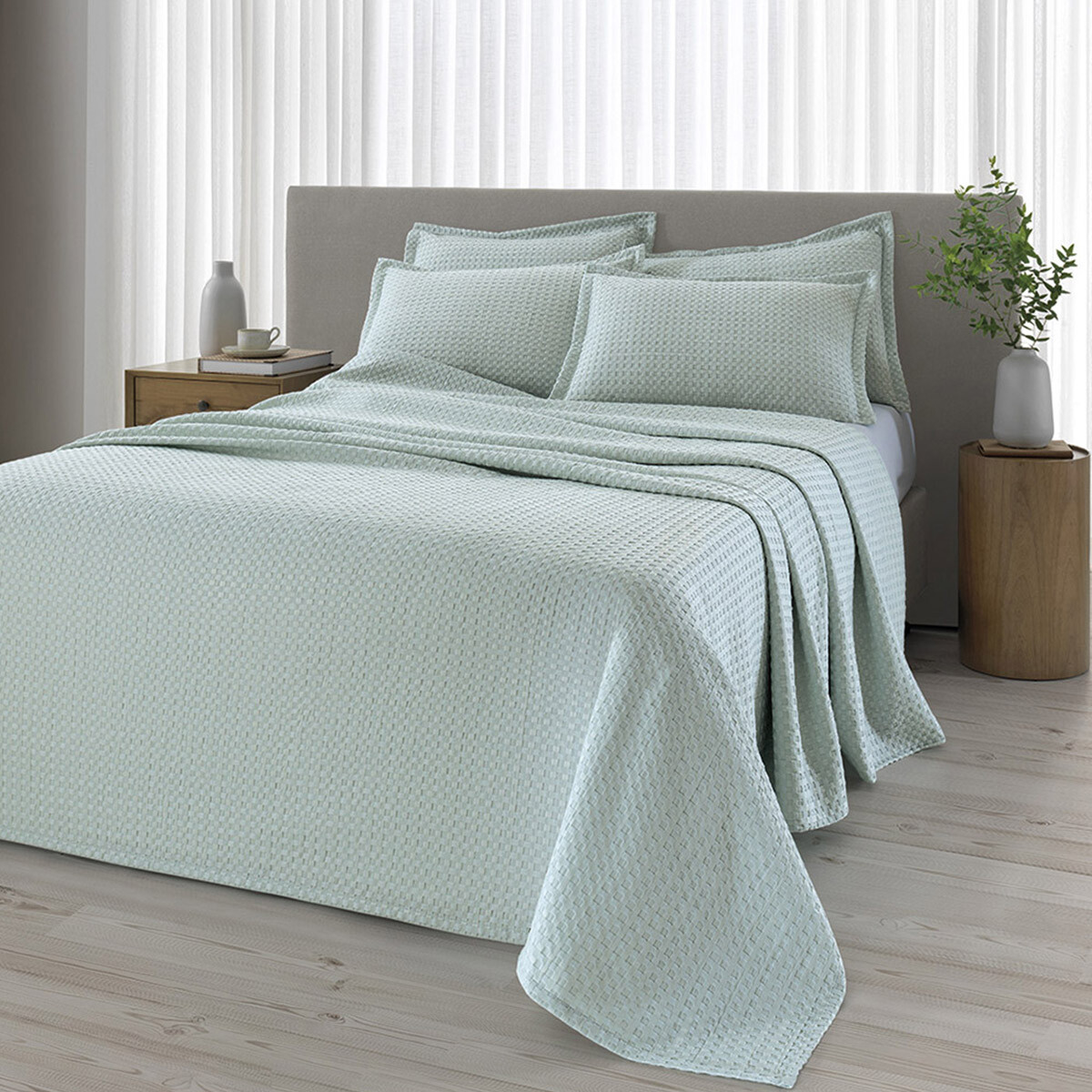 Juego Colcha y Funda Dohler Provenza Queen 100% Microfibra - VERDE AGUA 