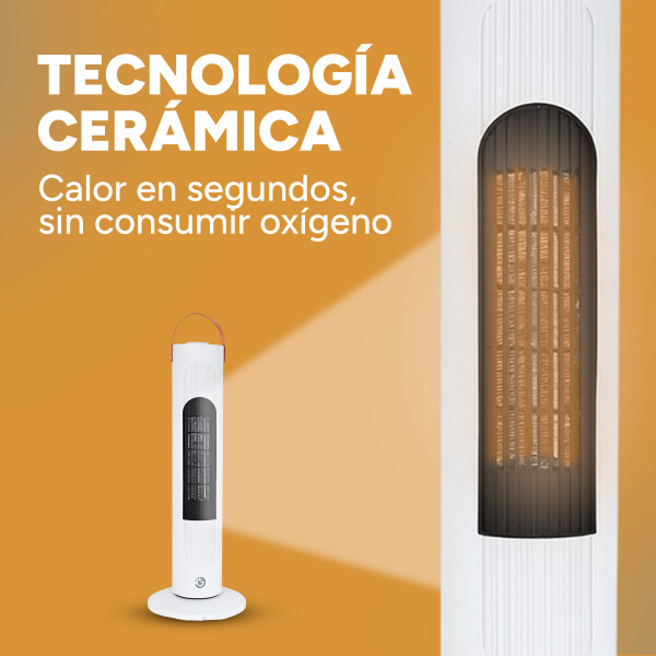 Estufa Calefactor Ceramico Torre Electrica Oscilacion 2000W Variante Color Blanco