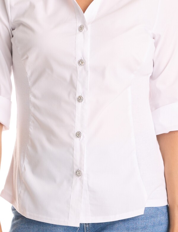 Camisa Botones Strass BLANCO