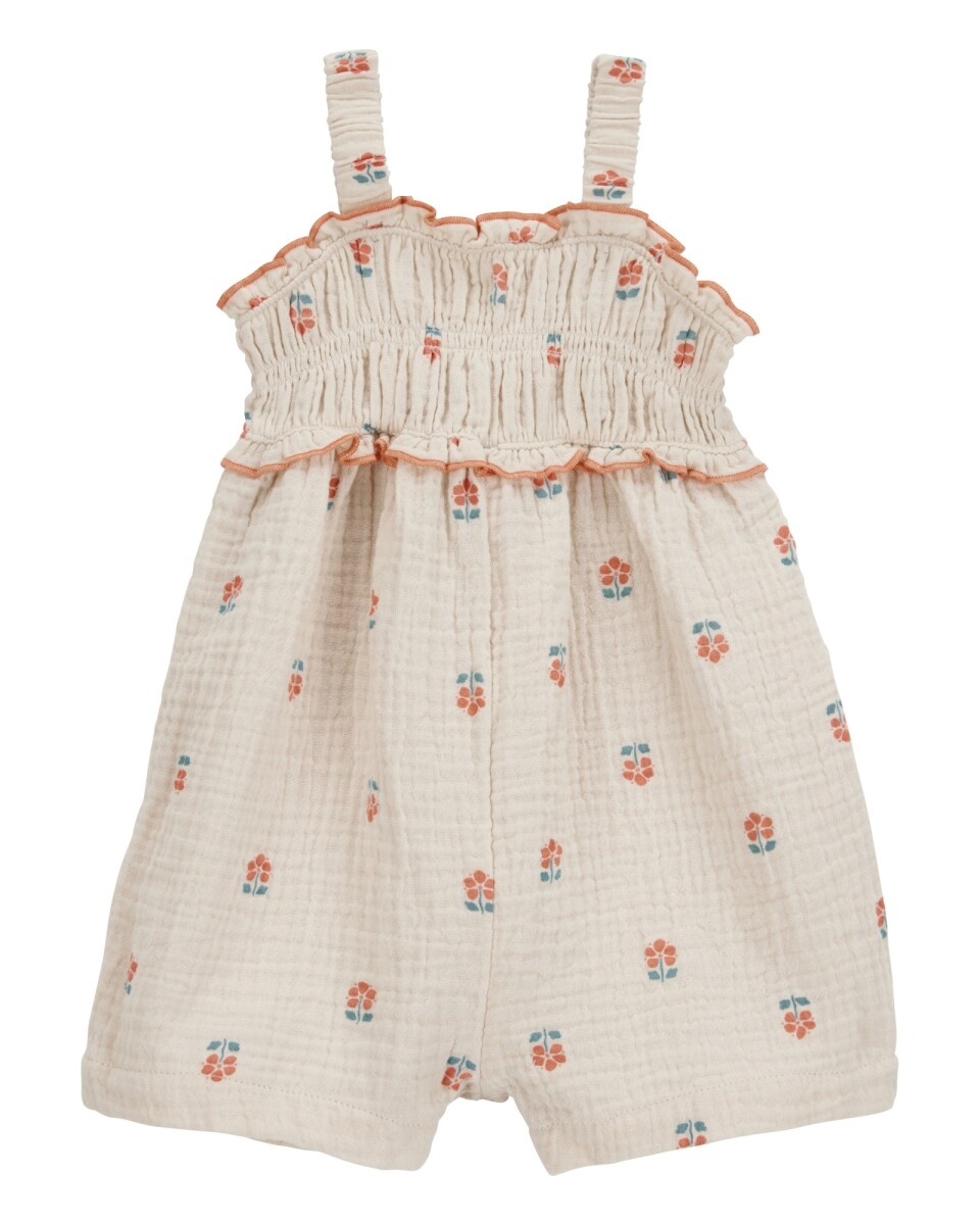 Monito corto de algodón, fruncido en el pecho, diseño floral 