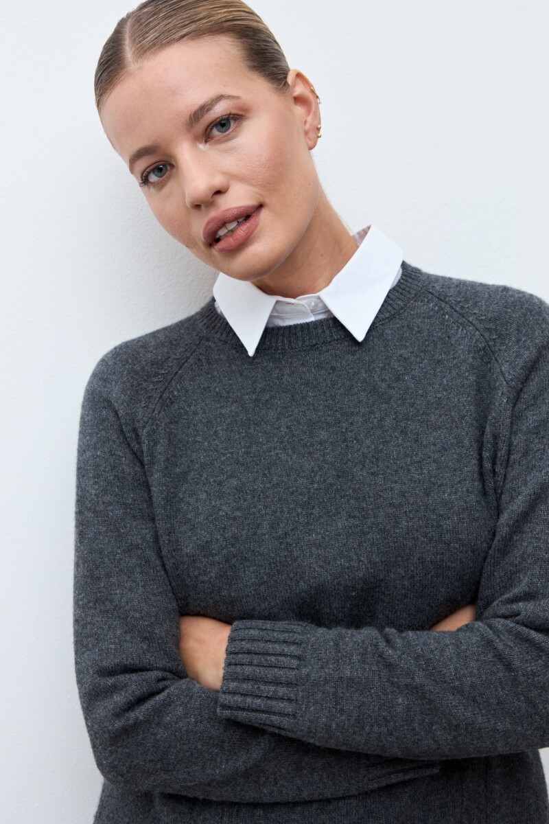 Sweater Porto de cashmere gris melange