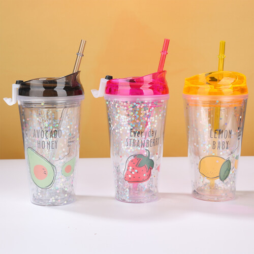 Vaso De Plástico Doble Capa Tapa Abatible - Frutitas - 500ml Vaso De Plástico Doble Capa Tapa Abatible - Frutitas - 500ml