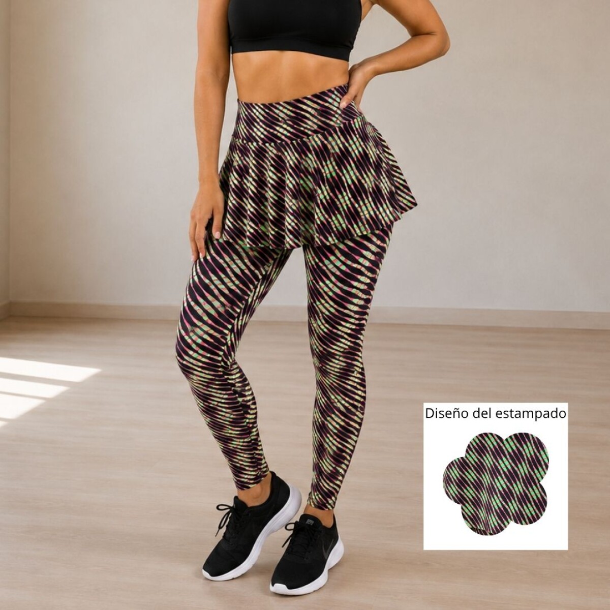 Calza larga con pollera estampada de tiro alto - Prisma 