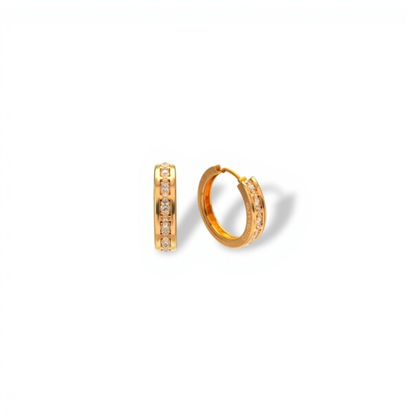 Caravanas Aros Zirconia y oro - Oro bajo - Zirconia- CA8148 conpiedra