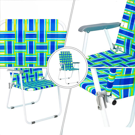 Silla Alta Metálica Plegable Playa Jardin Reforzada Azul