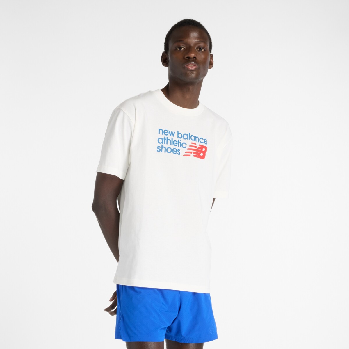 Remera New Balance de Hombre -Athletics Relaxed- MT51900SST - WHITE 