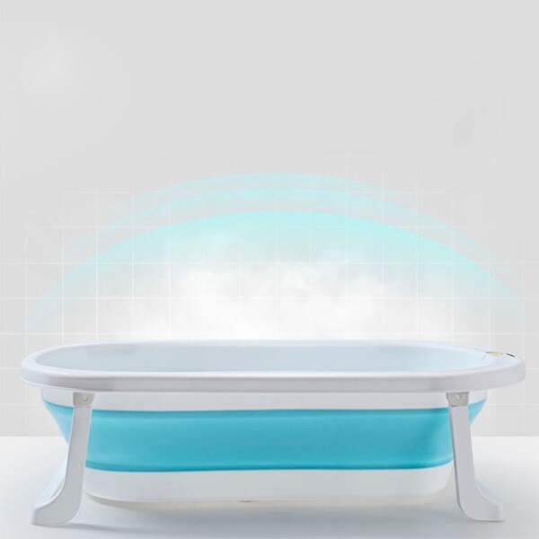 Baño Plegable Termómetro + Colchón Bebé Baby Antideslizante Color Variante Celeste
