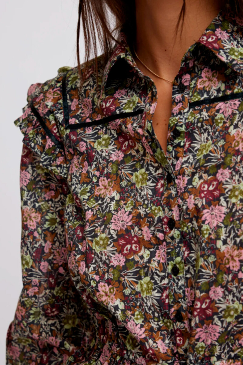 PRINTED DAYBREAK BLOUSE Negro