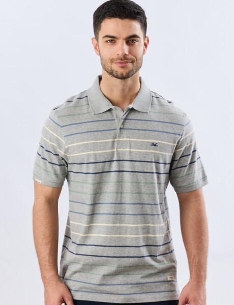 REMERA POLO RAYADA JERSEY Gris