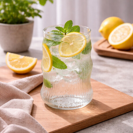 Vaso de vidrio ondeado y facetado - 500ml Sc