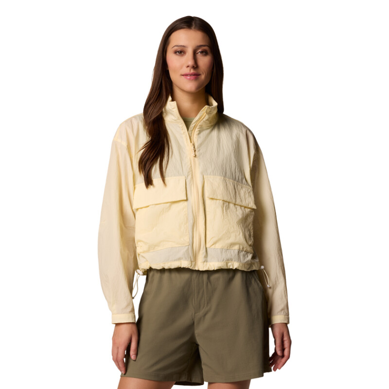 Campera Paracutie Cropped Cargo Mujer Lemon Wash