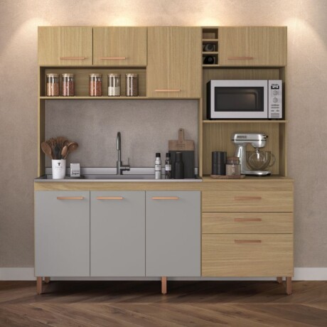 COCINA COMPACTA 8 PUERTAS 2 CAJONES BLUME - LOURI FREIJO/CENIZA COCINA COMPACTA 8 PUERTAS 2 CAJONES BLUME - LOURI FREIJO/CENIZA