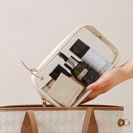 Neceser transparente con cierre mediano Beige
