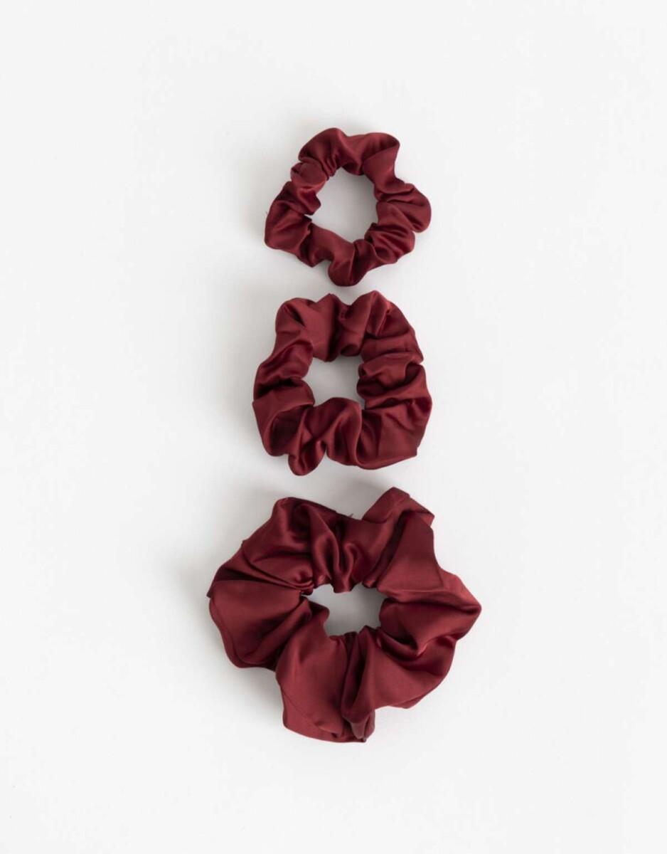 Set De Scrunchies - Rojo Burdeaux 